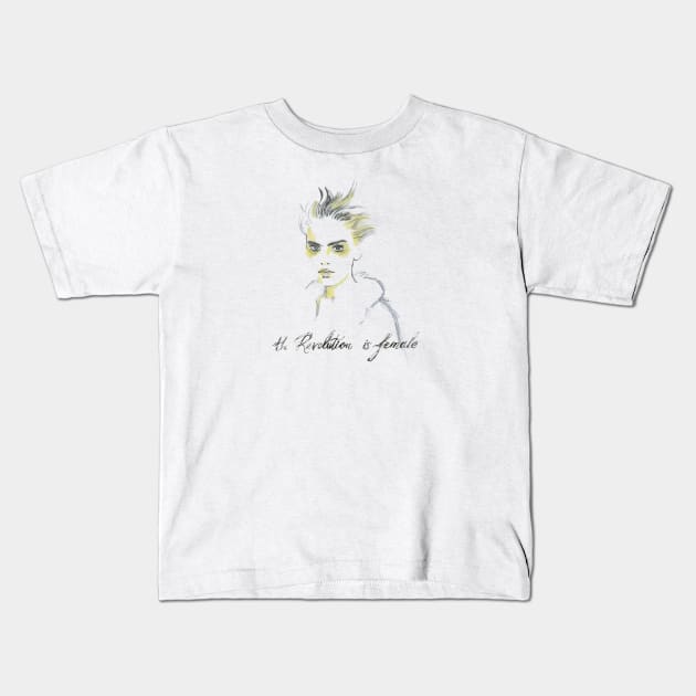 The Revolution is Female. Kids T-Shirt by FanitsaArt